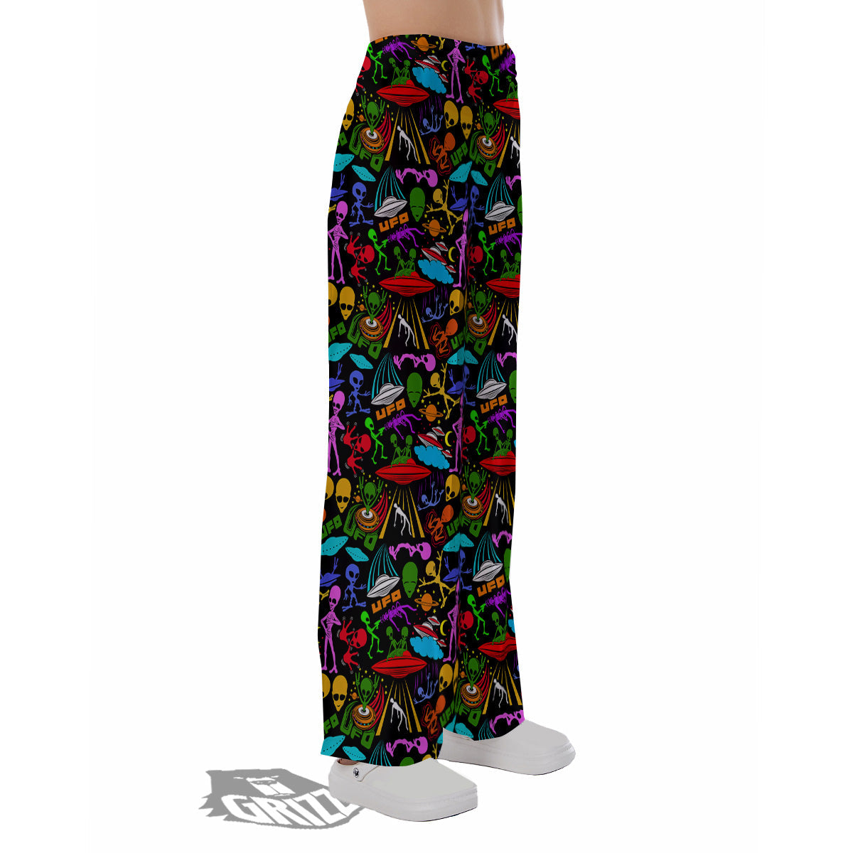Extraterrestrial Aliens Colorful Print Pattern Pajama Pants-grizzshop