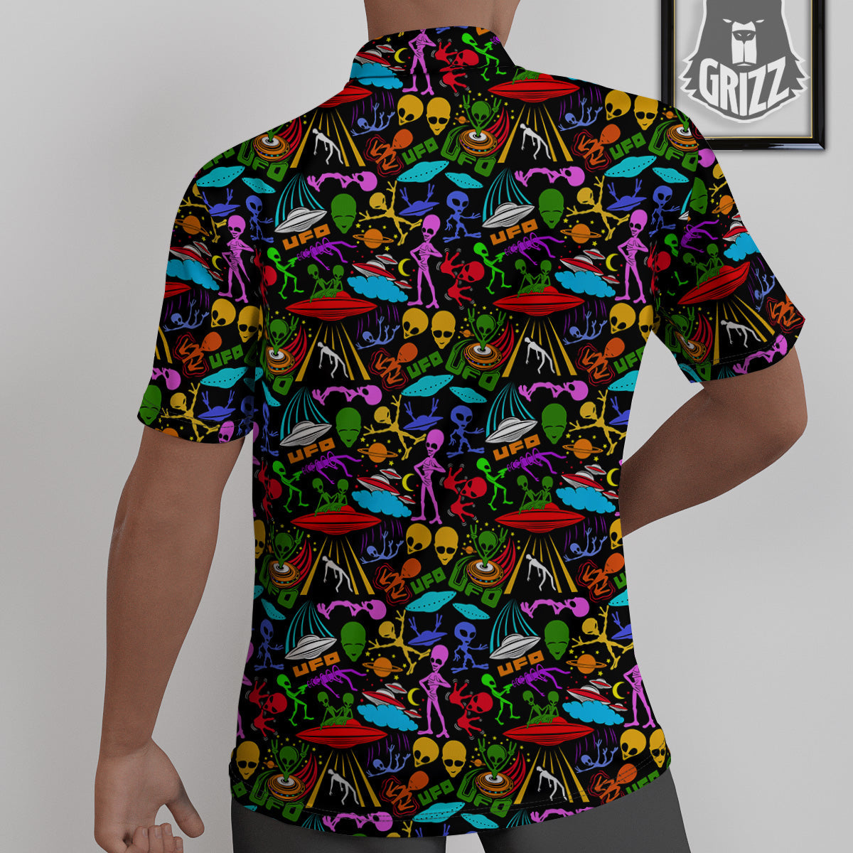 Extraterrestrial Aliens Colorful Print Pattern Untucked Shirts-grizzshop