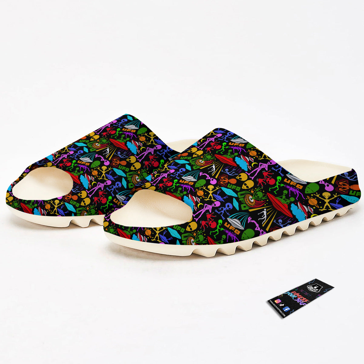 Extraterrestrial Aliens Colorful Print Pattern Sandals-grizzshop