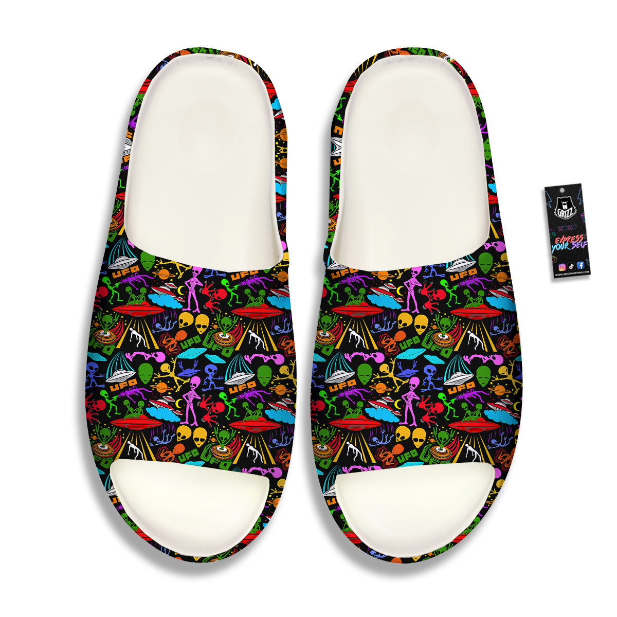Extraterrestrial Aliens Colorful Print Pattern Sandals-grizzshop