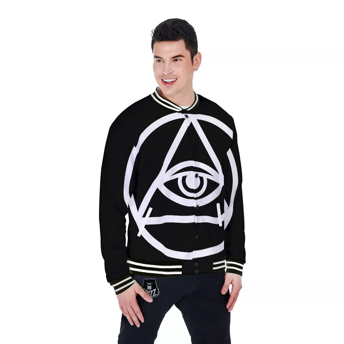 Eye Illuminati Print Baseball Jacket-grizzshop