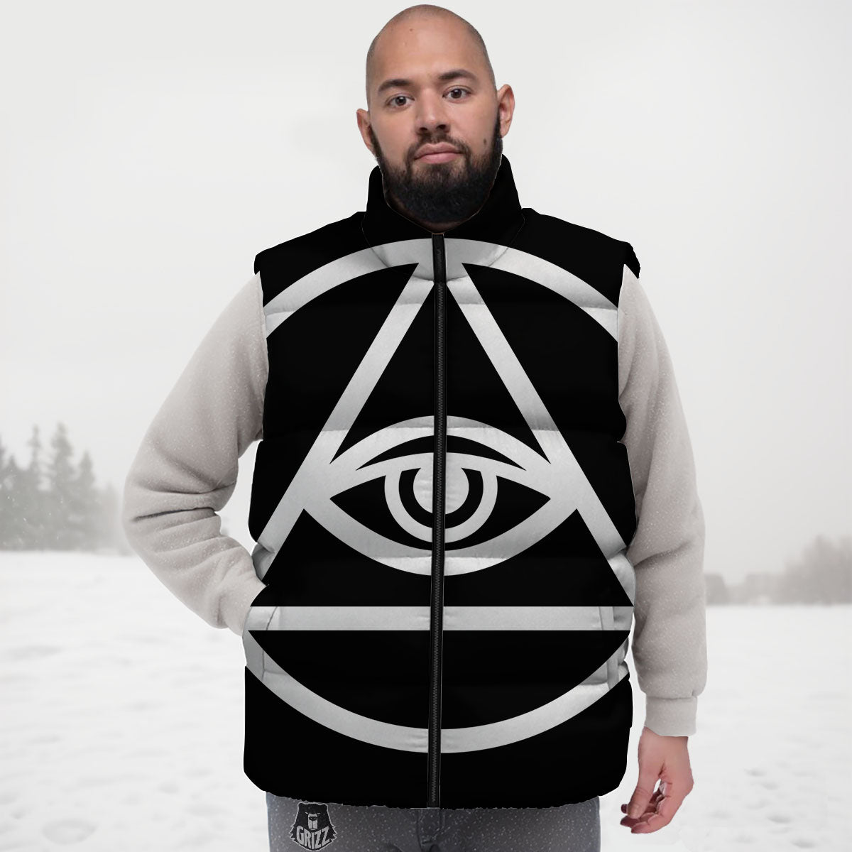 Eye Illuminati Print Down Vest-grizzshop