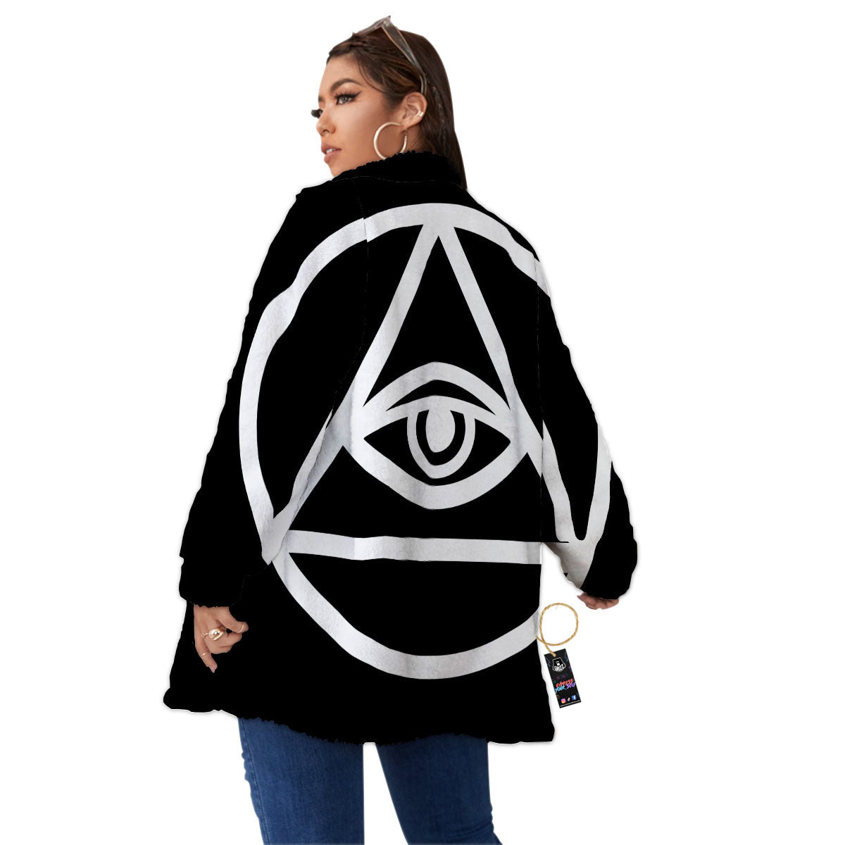 Eye Illuminati Print Women's Sherpa Jacket-grizzshop