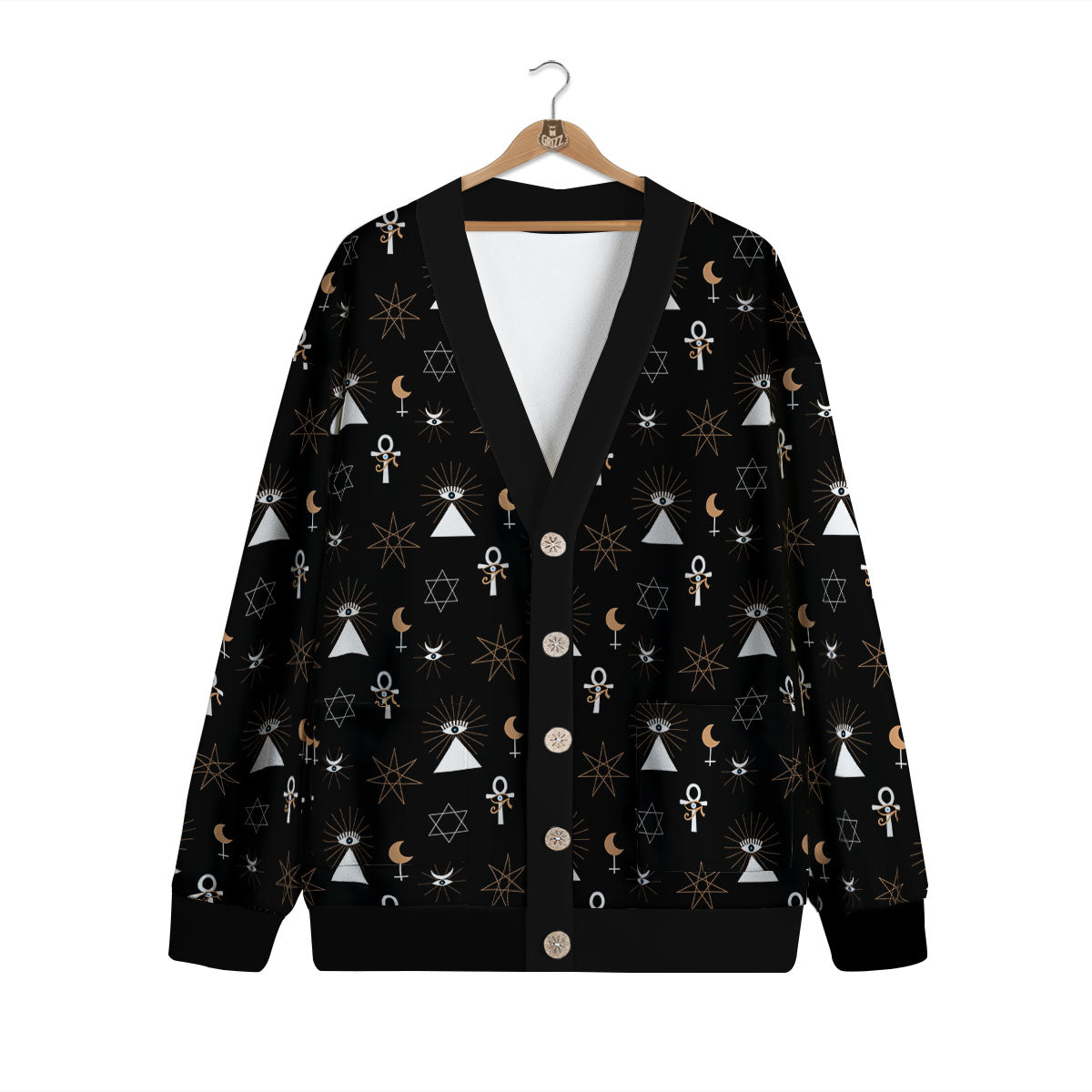 Eye Of Horus Egypt Print Pattern Cardigan-grizzshop