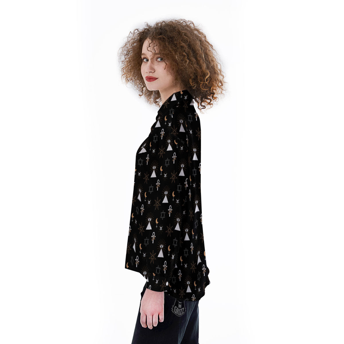 Eye Of Horus Egypt Print Pattern Women's Long Sleeve Shirts-grizzshop