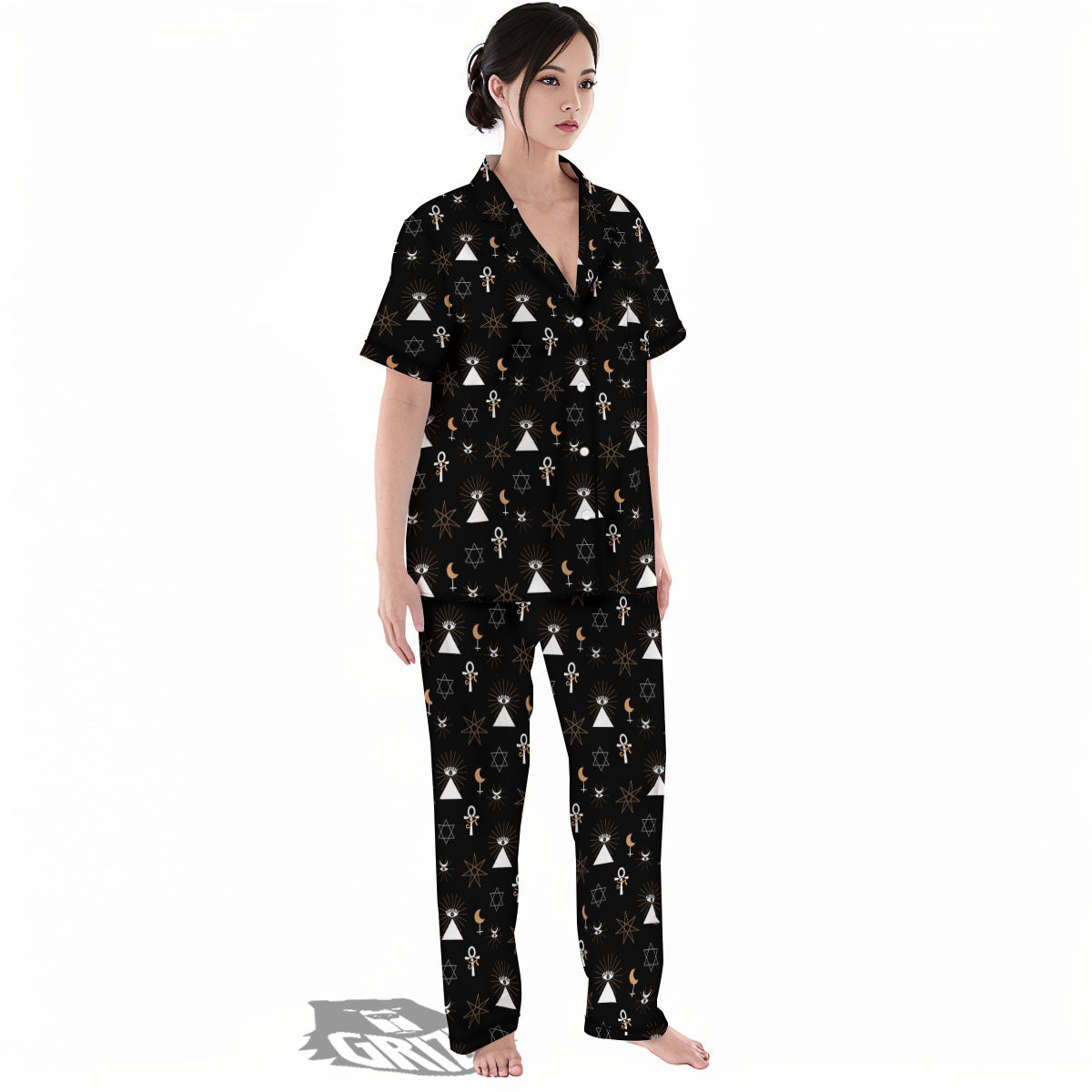Eye Of Horus Egypt Print Pattern Women's Pajamas Set-grizzshop