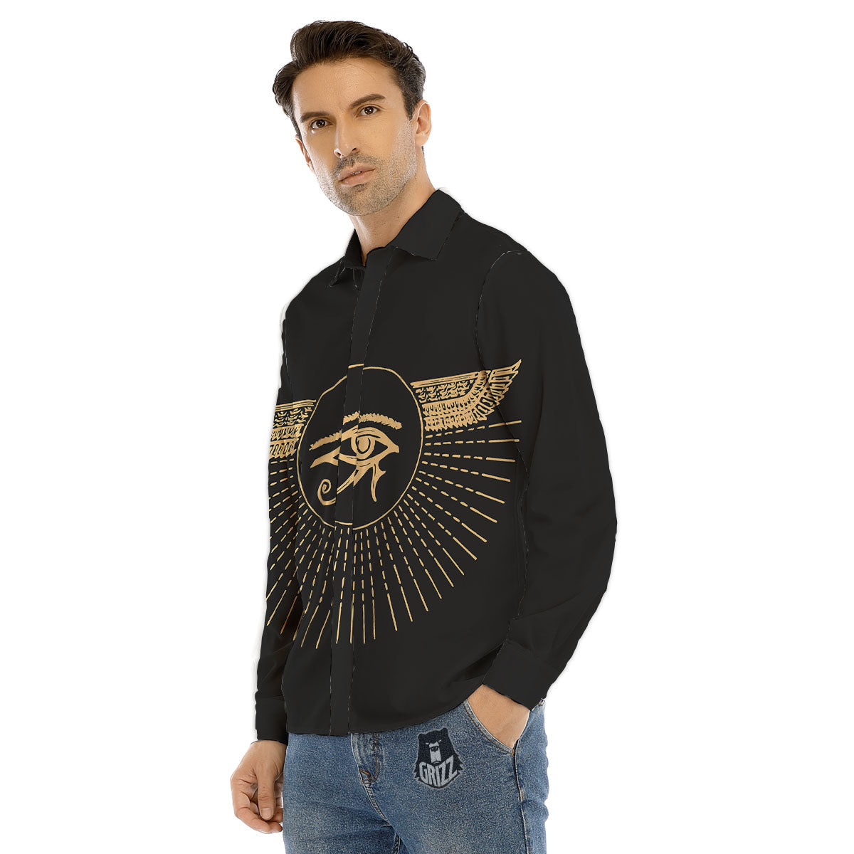 Eye Of Horus Egyptian Print Men's Dress Shirts-grizzshop