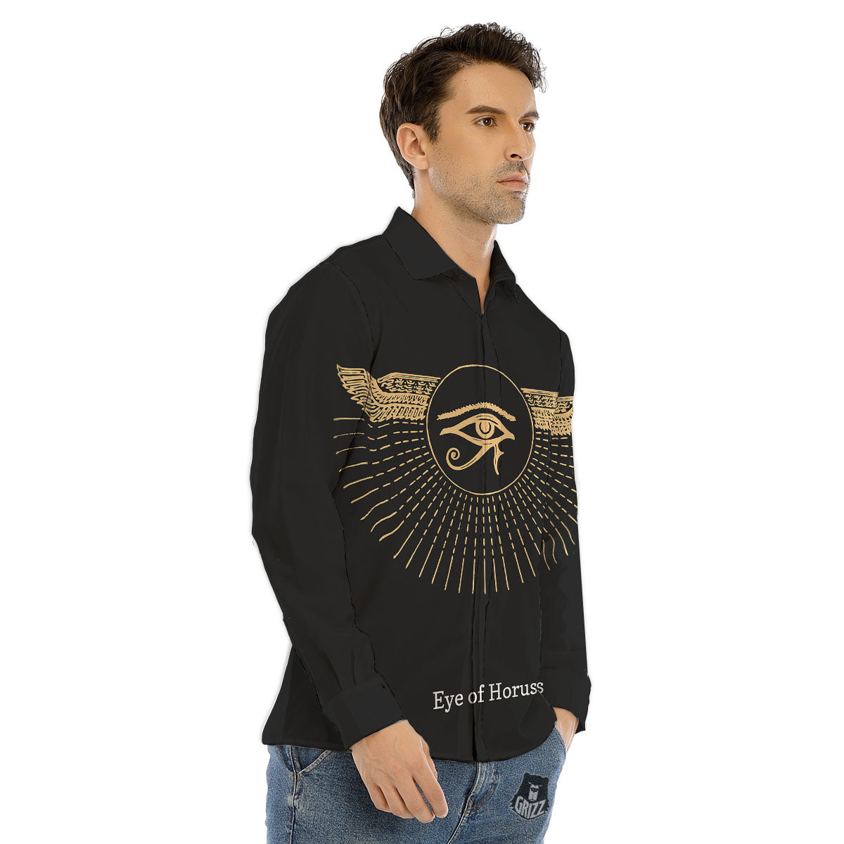 Eye Of Horus Egyptian Print Men's Dress Shirts-grizzshop