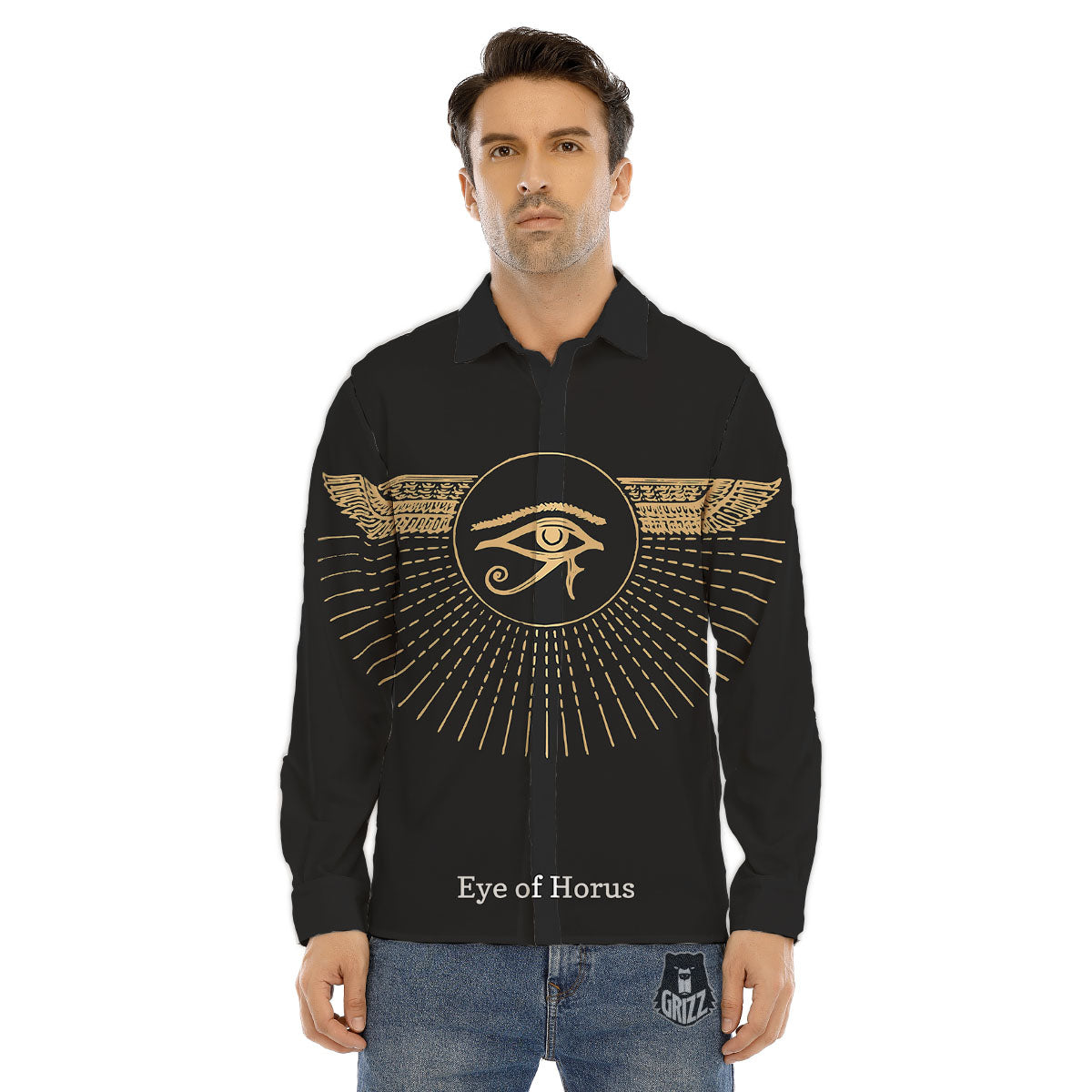 Eye Of Horus Egyptian Print Men's Dress Shirts-grizzshop
