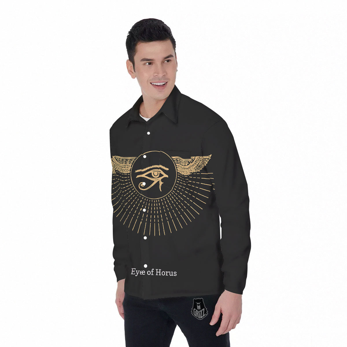 Eye Of Horus Egyptian Print Men's Long Sleeve Shirts-grizzshop