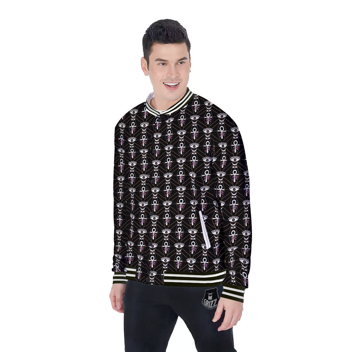 Eye Of Horus Egyptian Print Pattern Baseball Jacket-grizzshop