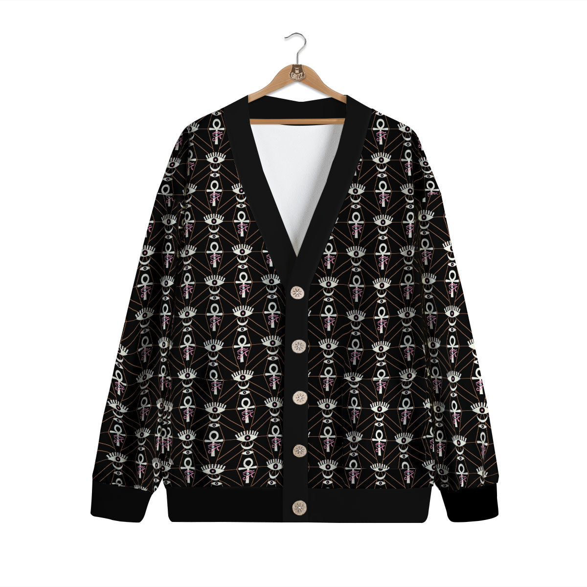 Eye Of Horus Egyptian Print Pattern Cardigan-grizzshop