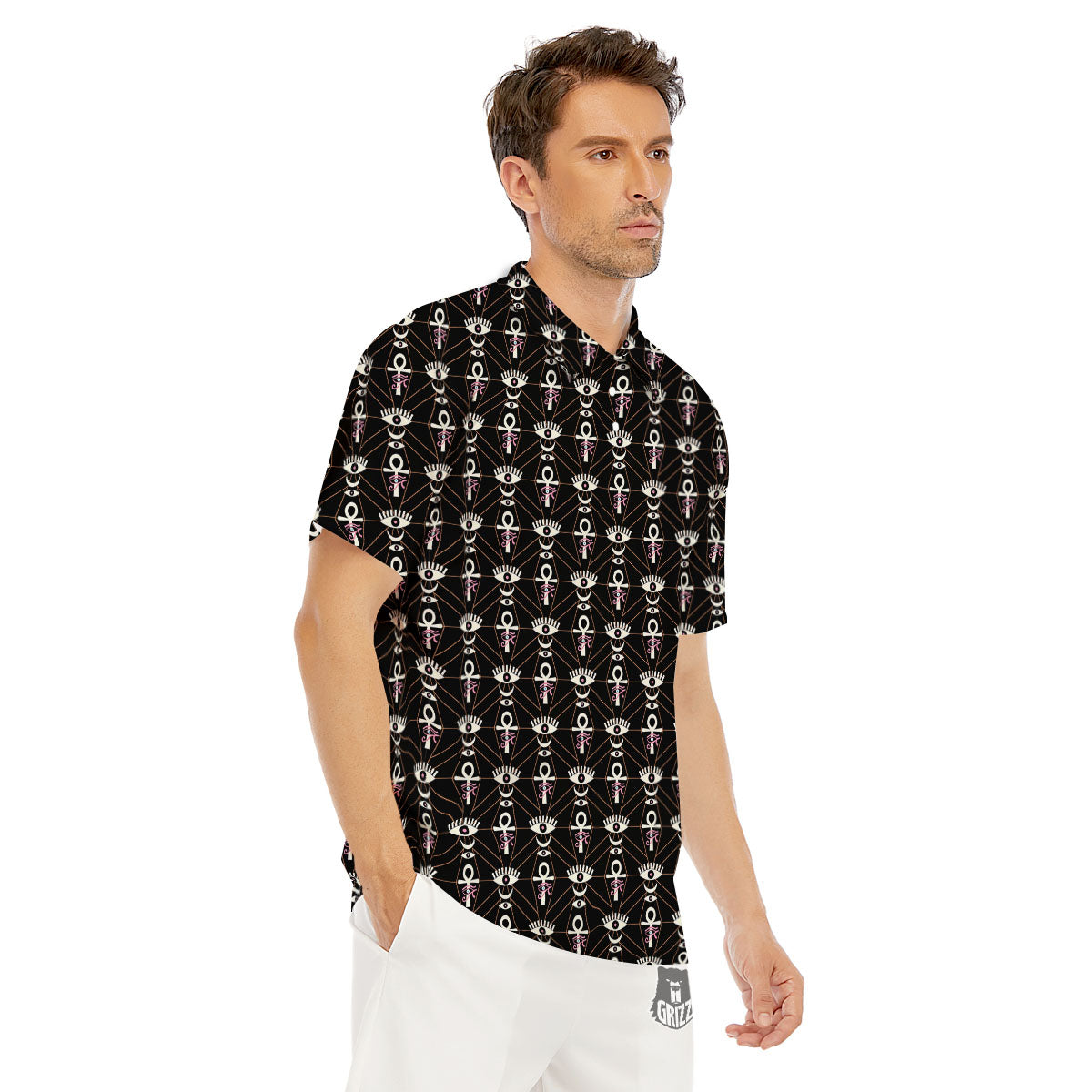 Eye Of Horus Egyptian Print Pattern Men's Golf Shirts-grizzshop