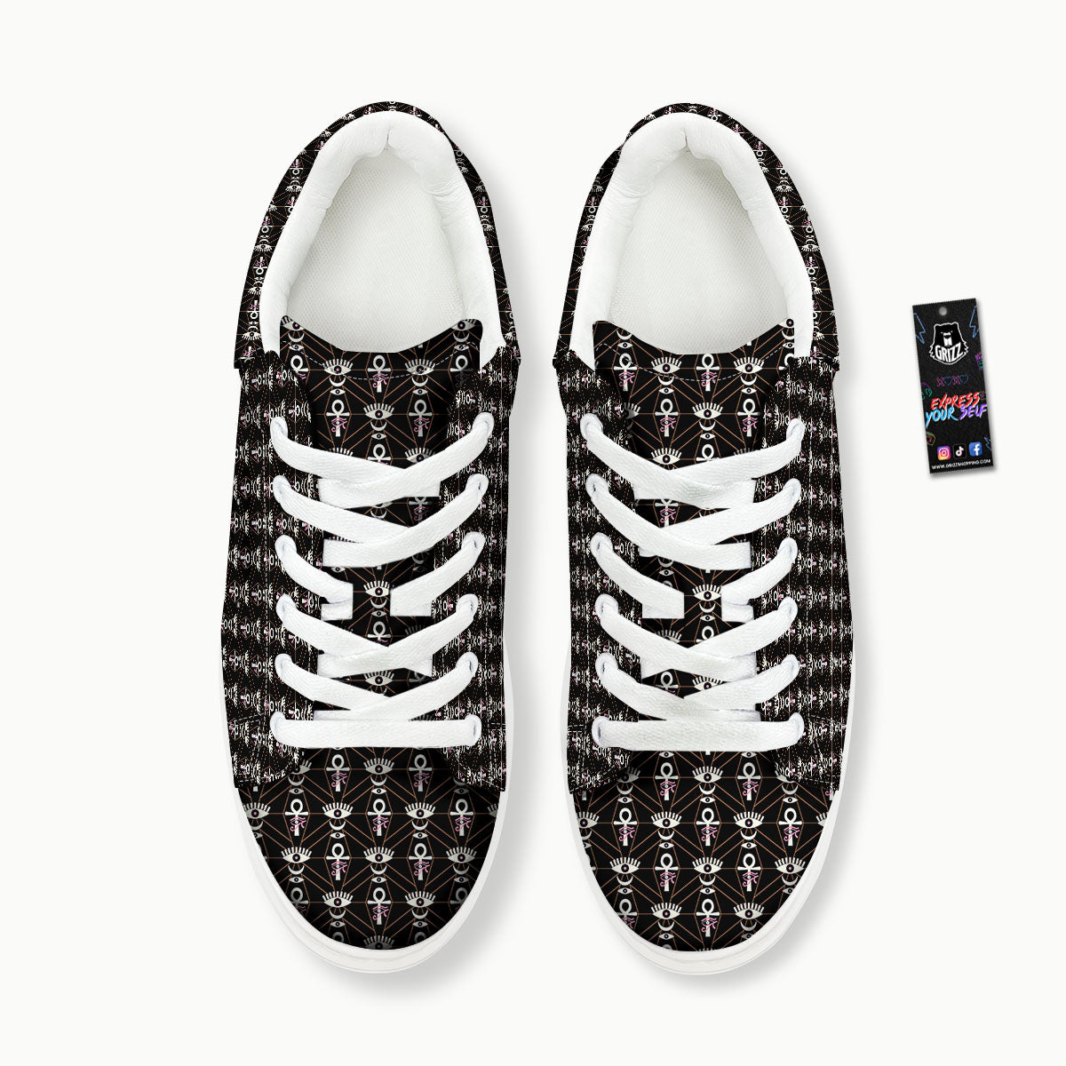 Eye Of Horus Egyptian Print Pattern Platform Shoes-grizzshop