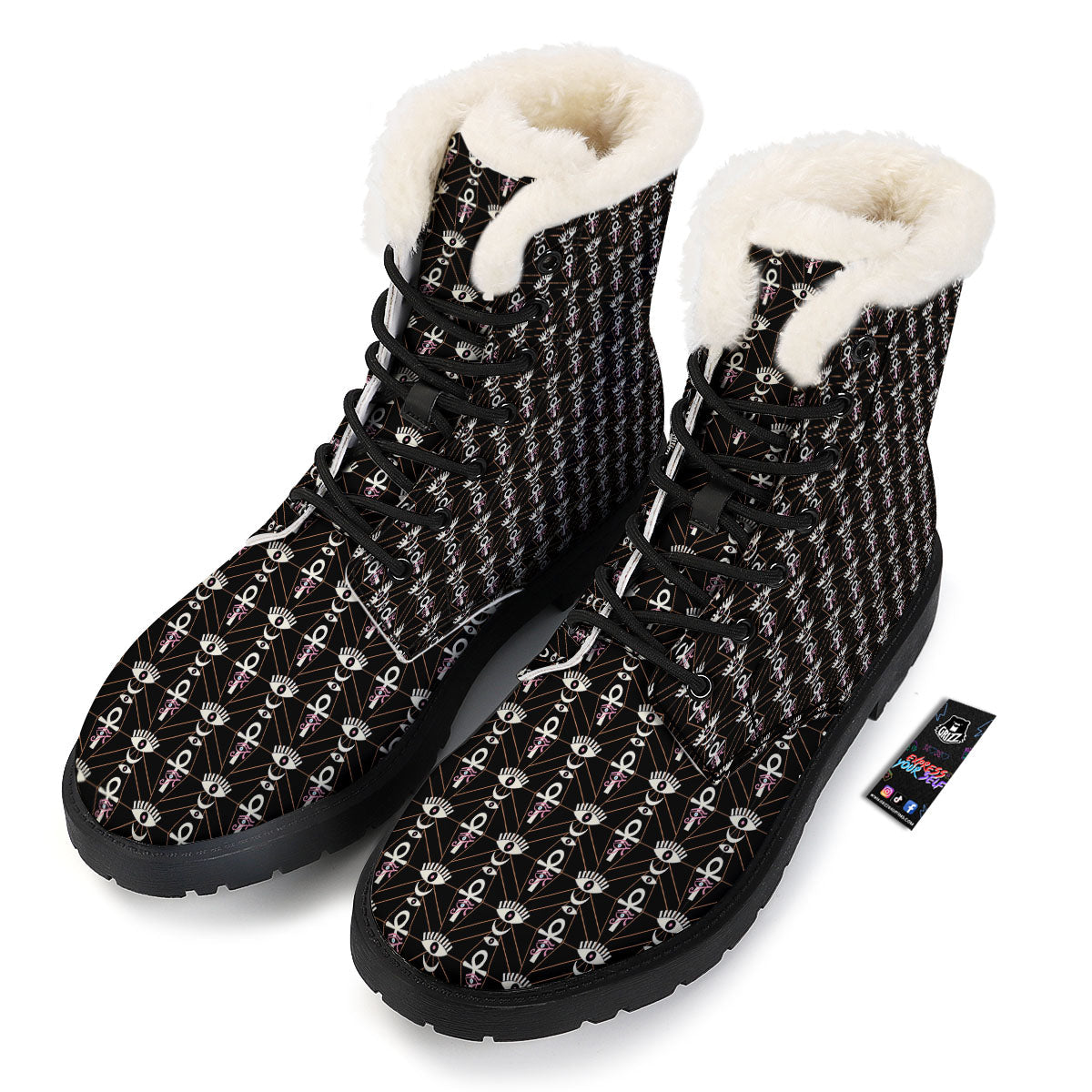 Eye Of Horus Egyptian Print Pattern Winter Boots-grizzshop