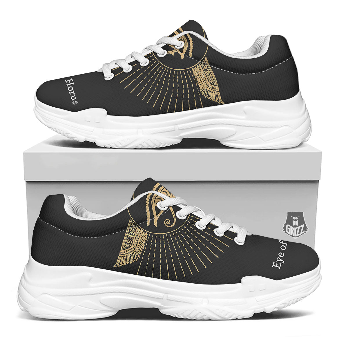 Eye Of Horus Egyptian Print White Chunky Shoes-grizzshop
