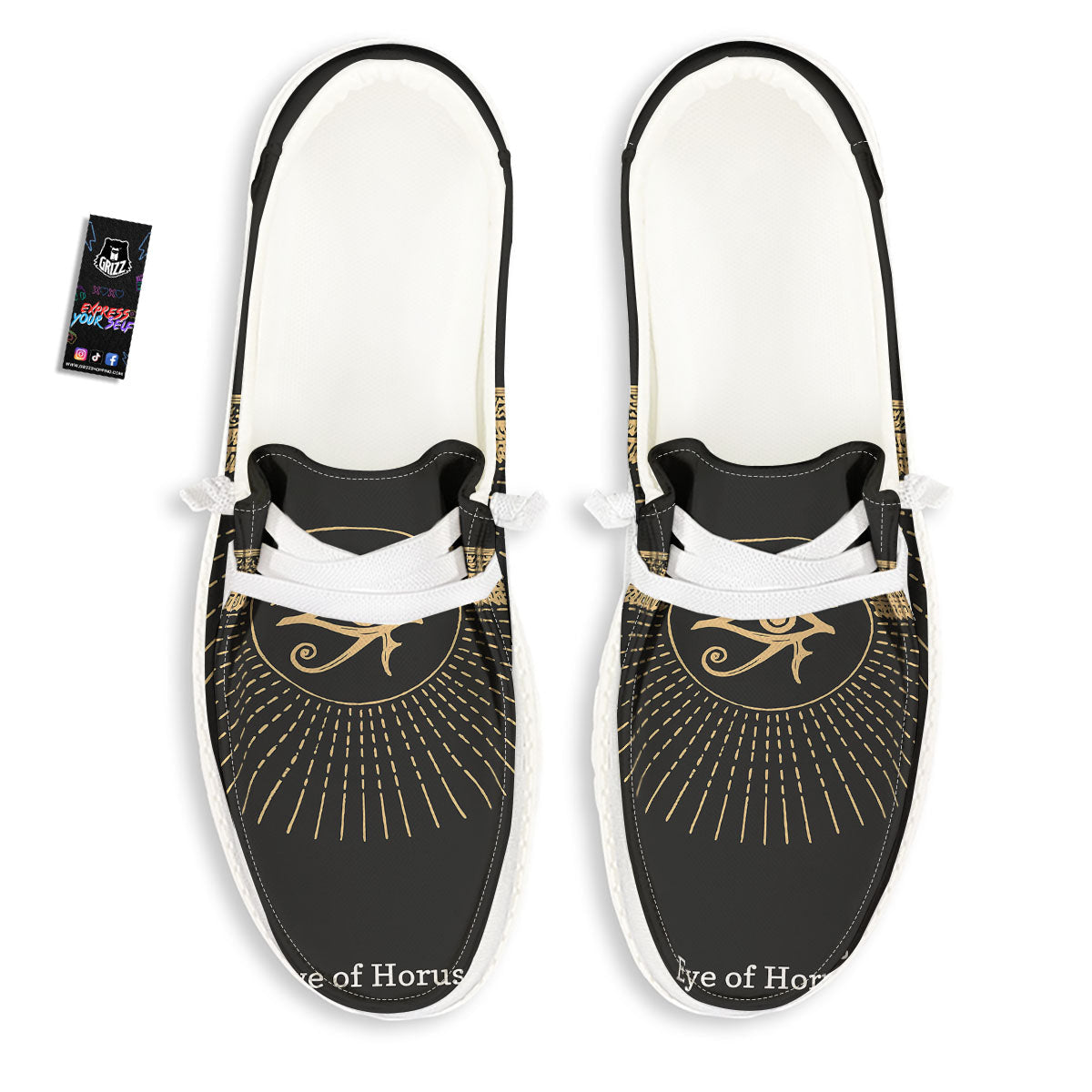 Eye Of Horus Egyptian Print White Loafers-grizzshop