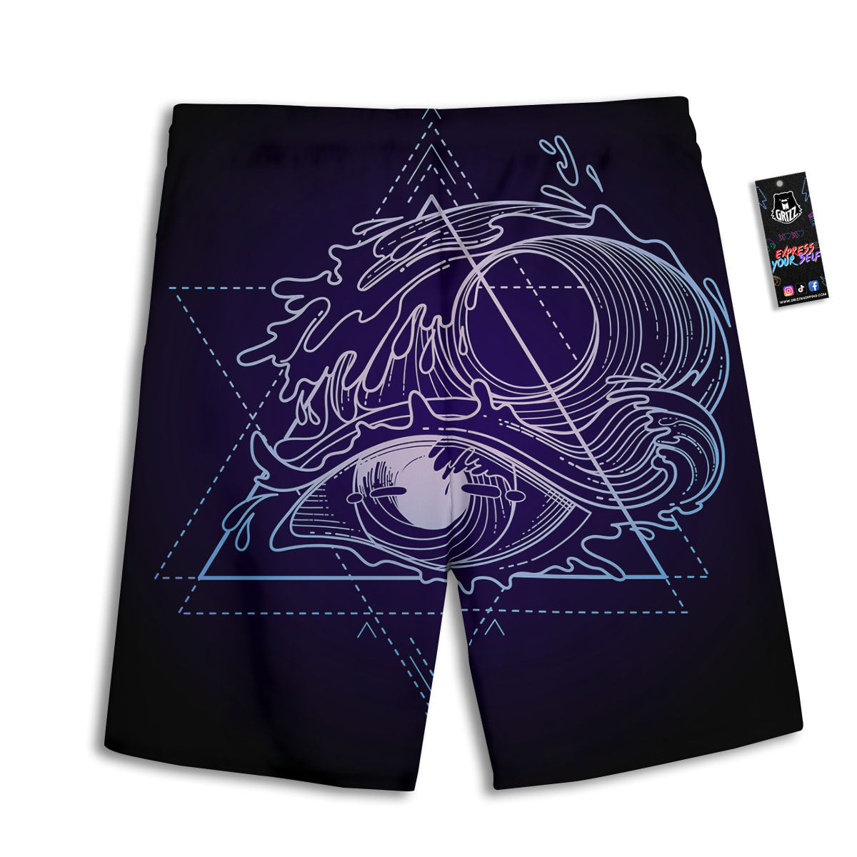 Eye Of Providence Black Purple Print Men's Athletic Shorts