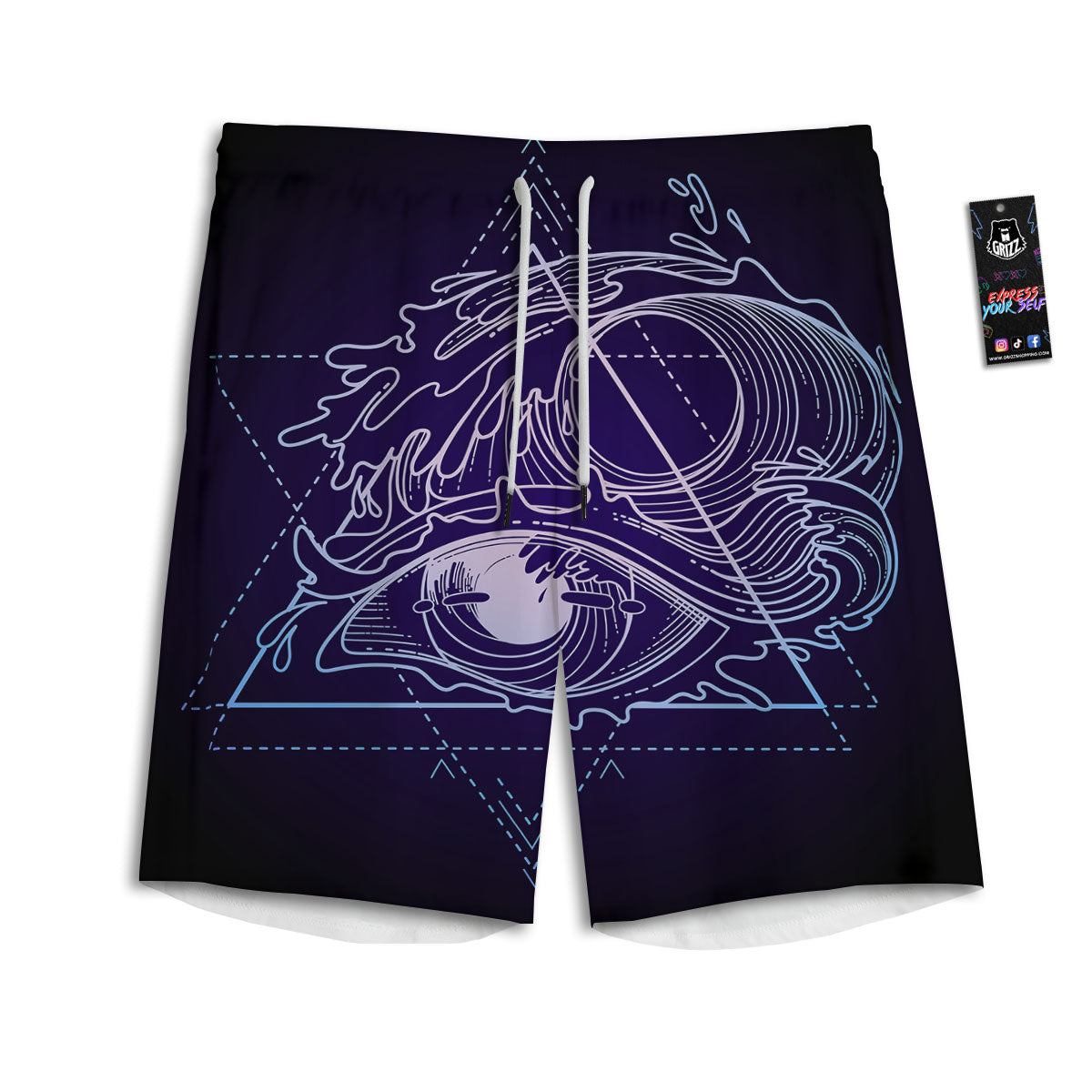 Eye Of Providence Black Purple Print Men's Athletic Shorts