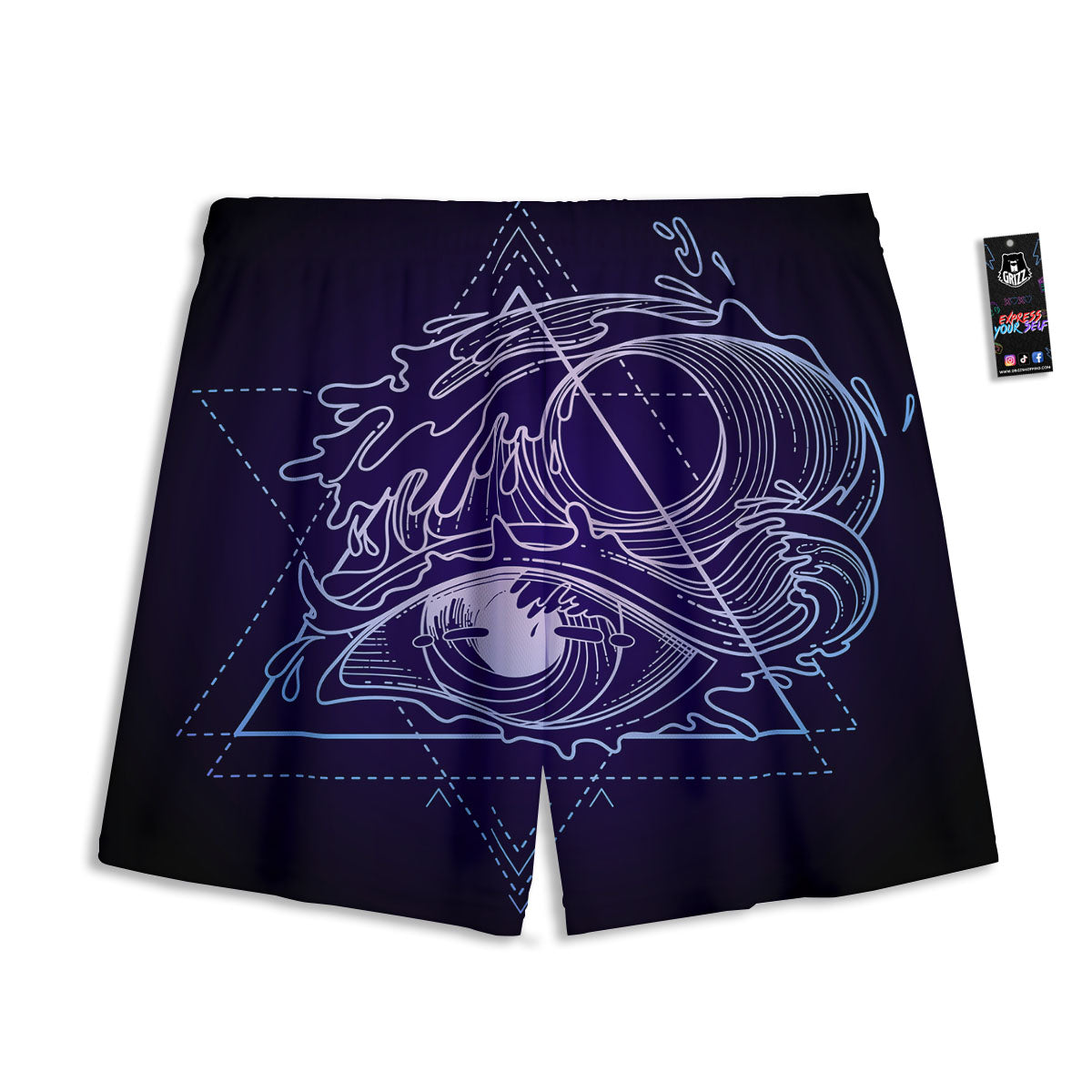 Eye Of Providence Black Purple Print Mesh Shorts