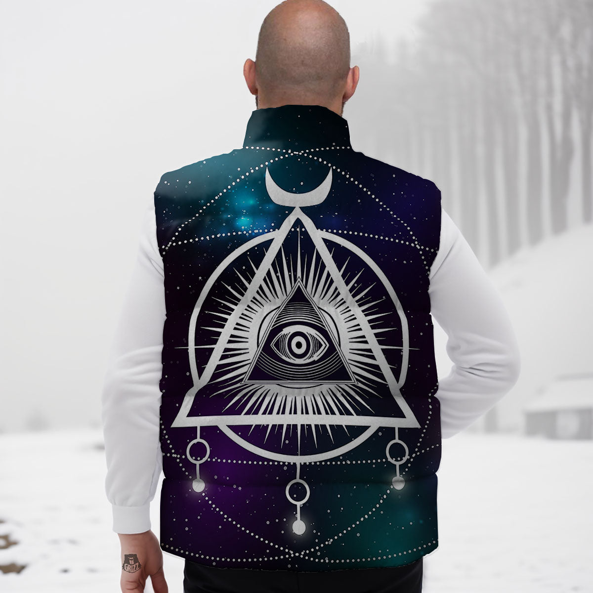Eye Of Providence Galaxy Print Down Vest