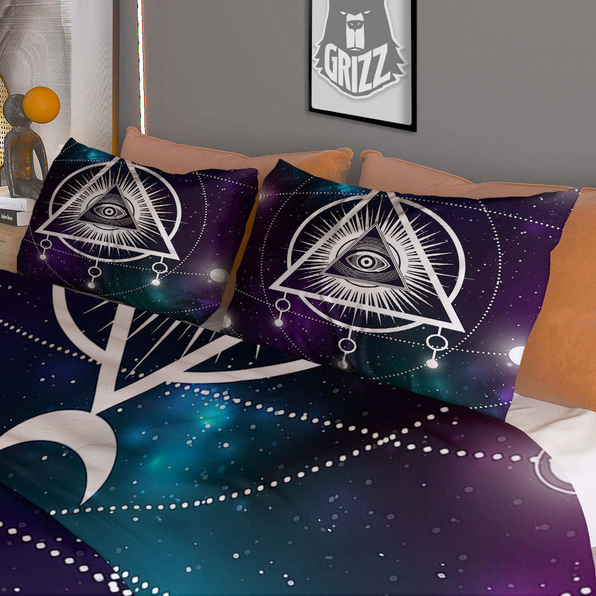Eye Of Providence Galaxy Print Duvet Cover Bedding Set