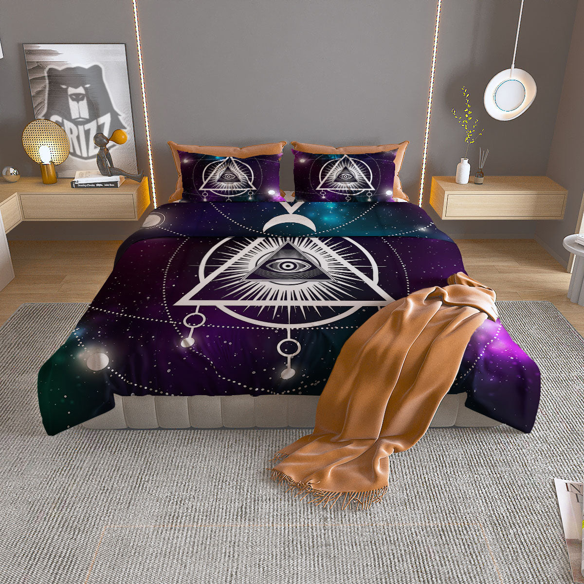 Eye Of Providence Galaxy Print Duvet Cover Bedding Set