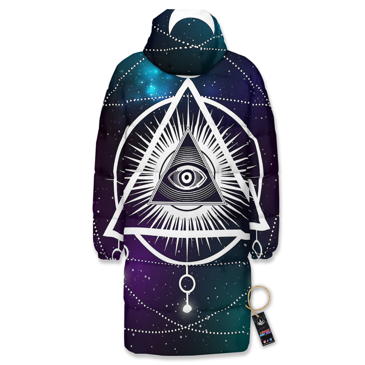 Eye Of Providence Galaxy Print Long Down Jacket-grizzshop