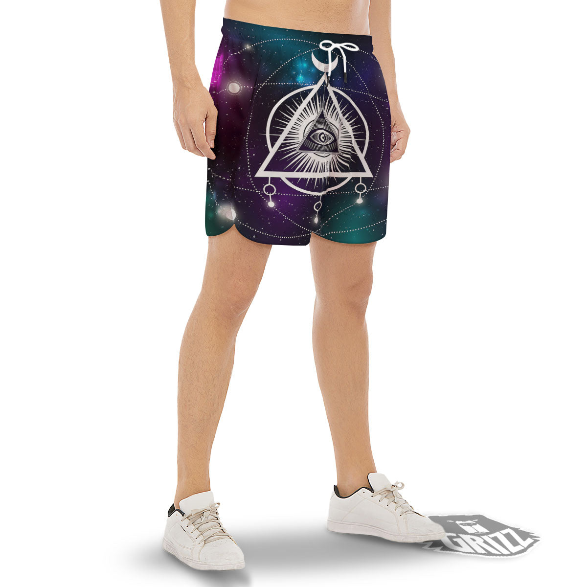 Eye Of Providence Galaxy Print Men's Gym Shorts-grizzshop