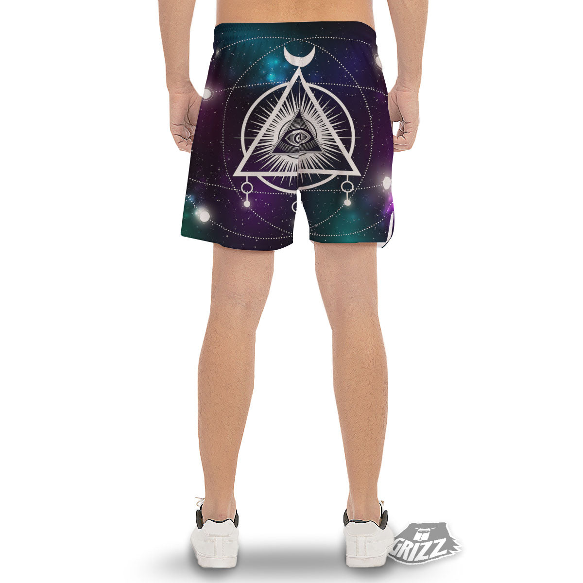 Eye Of Providence Galaxy Print Men's Gym Shorts-grizzshop