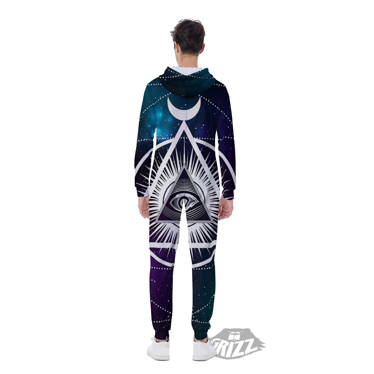 Eye Of Providence Galaxy Print Men's Jumpsuit-grizzshop