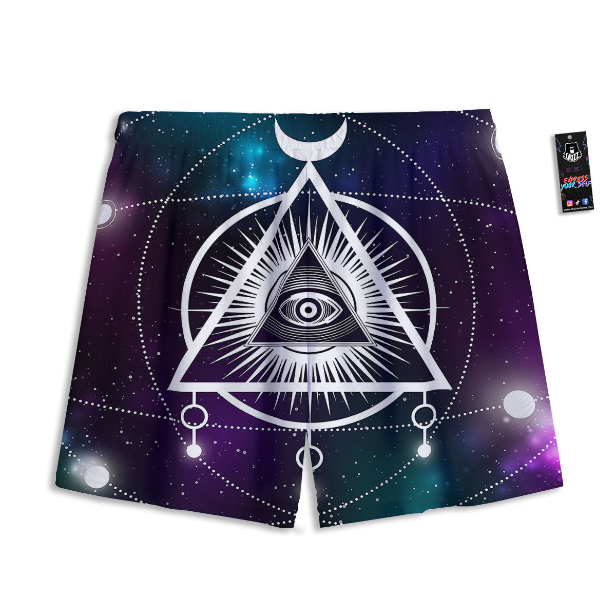 Eye Of Providence Galaxy Print Mesh Shorts