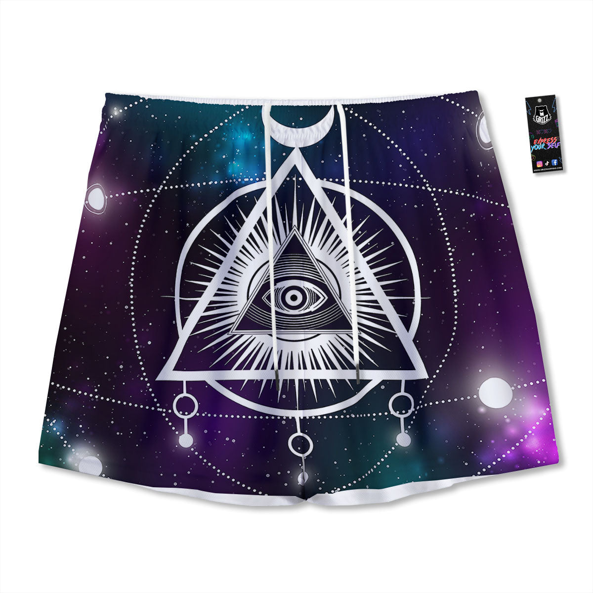 Eye Of Providence Galaxy Print Mesh Shorts