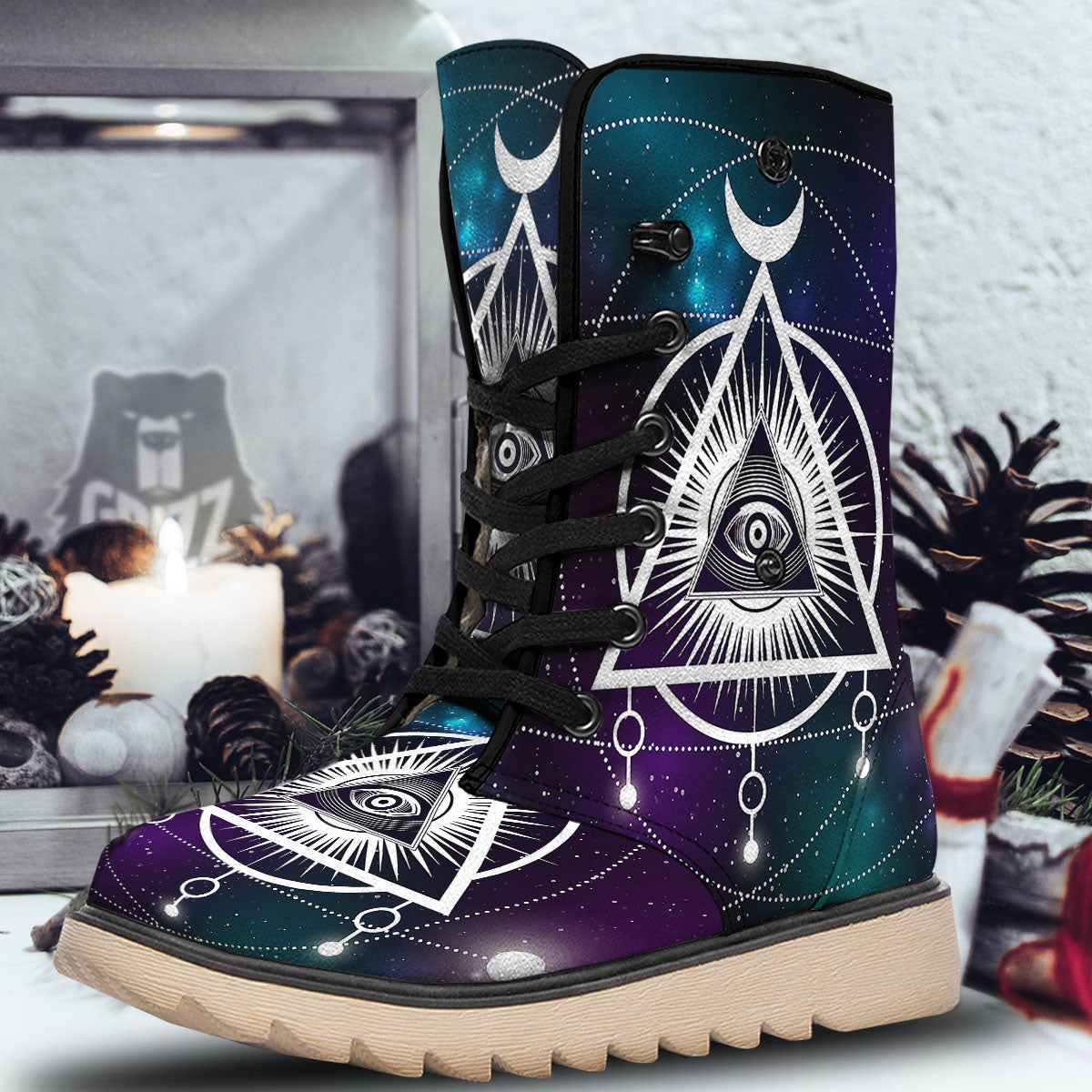 Eye Of Providence Galaxy Print Snow Boots-grizzshop