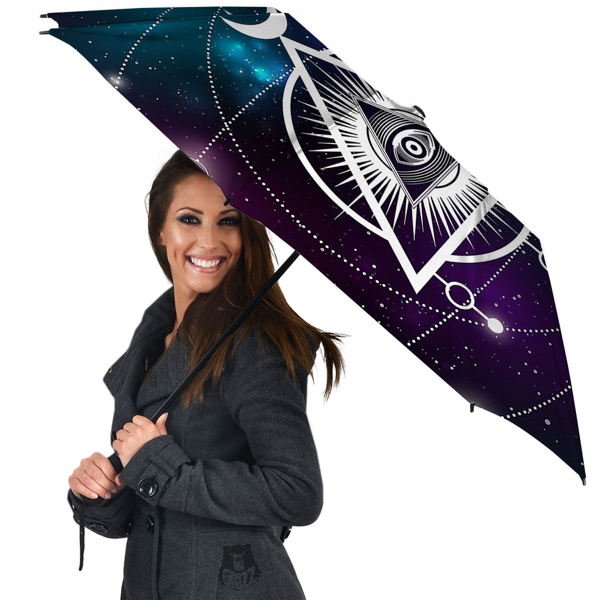 Eye Of Providence Galaxy Print Umbrella-grizzshop