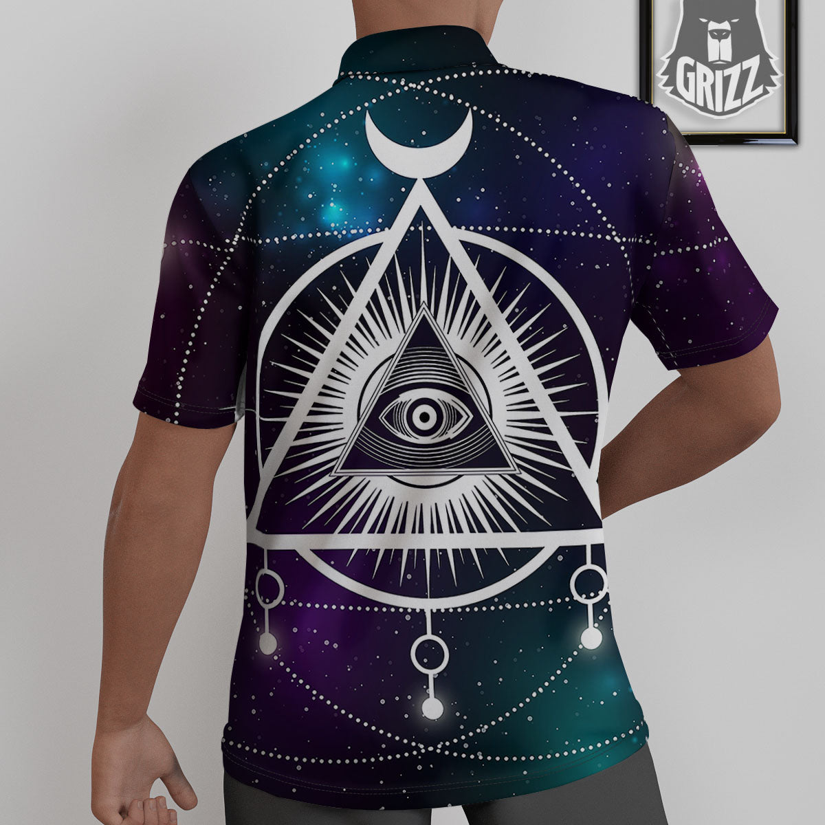 Eye Of Providence Galaxy Print Untucked Shirts-grizzshop
