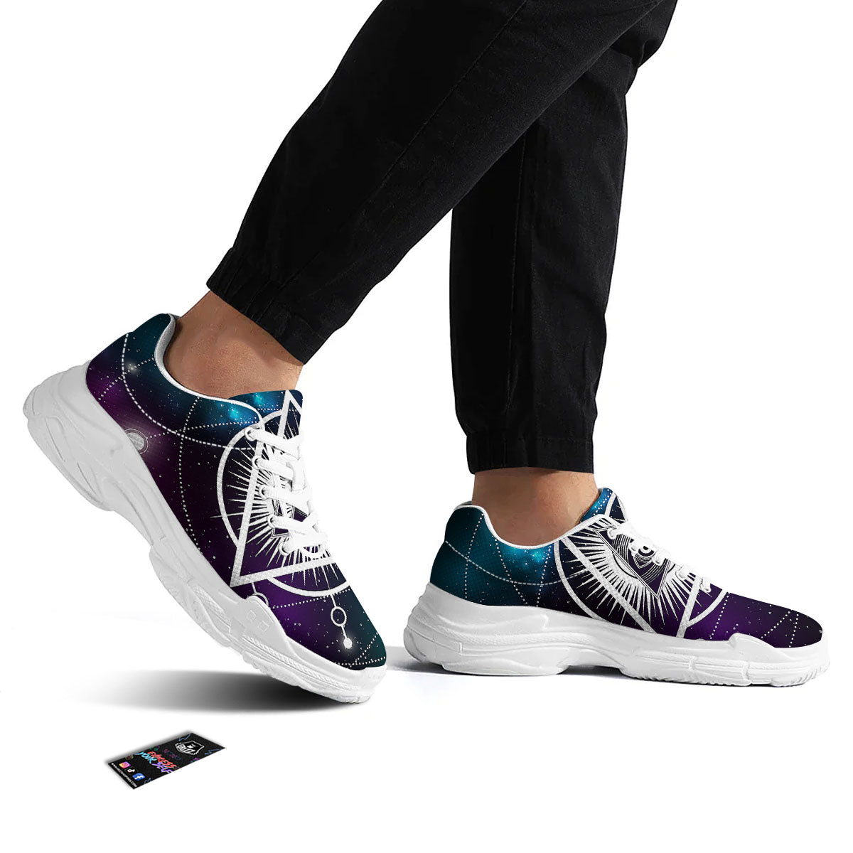 Eye Of Providence Galaxy Print White Chunky Shoes-grizzshop