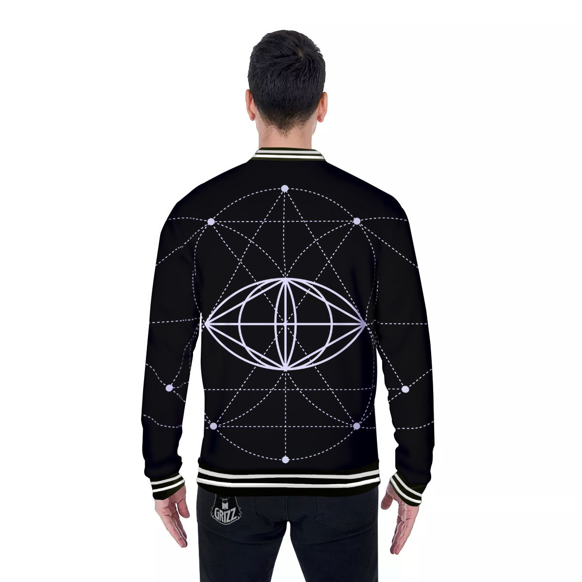 Eye Of Providence Geometric Print Baseball Jacket-grizzshop