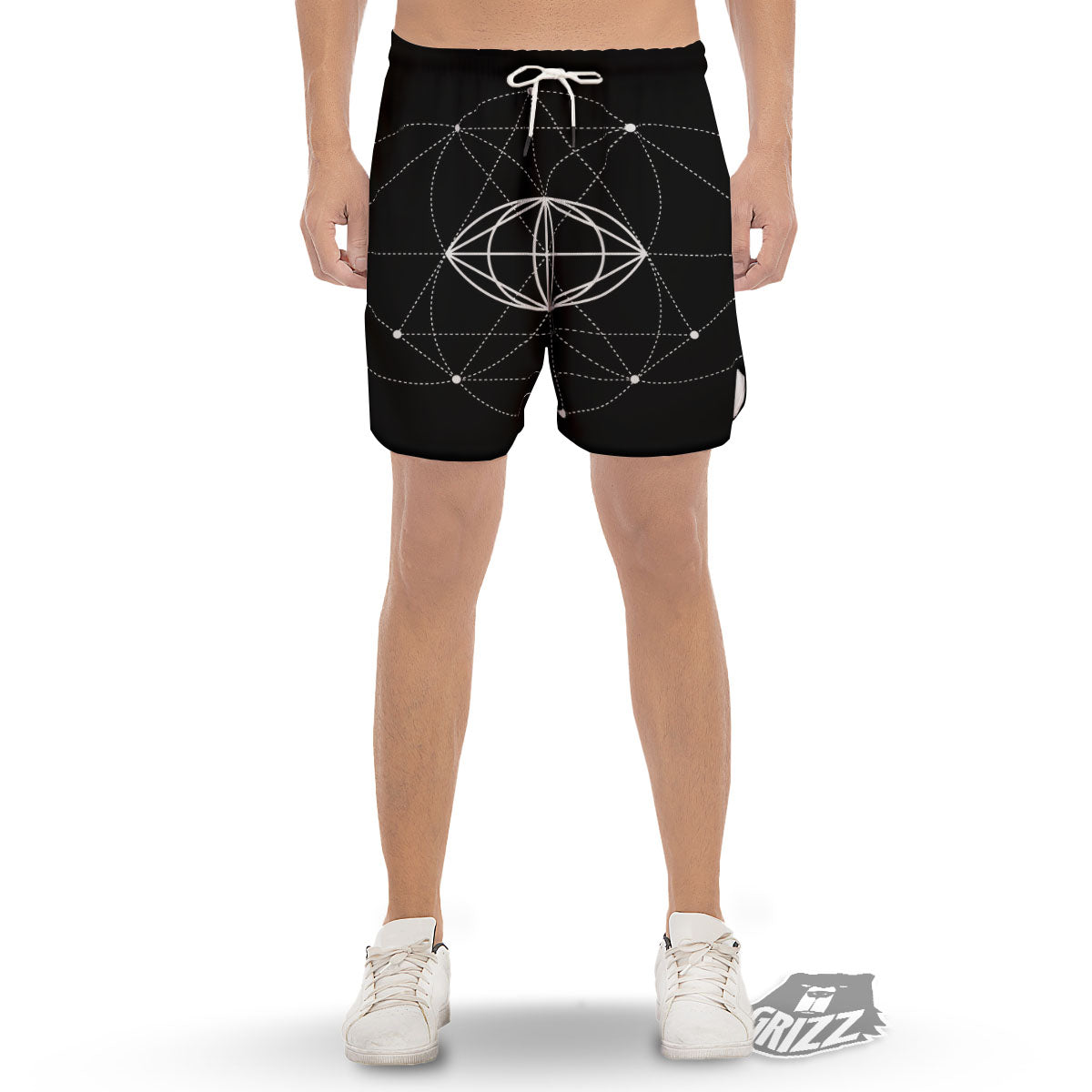 Eye Of Providence Geometric Print Men's Gym Shorts-grizzshop
