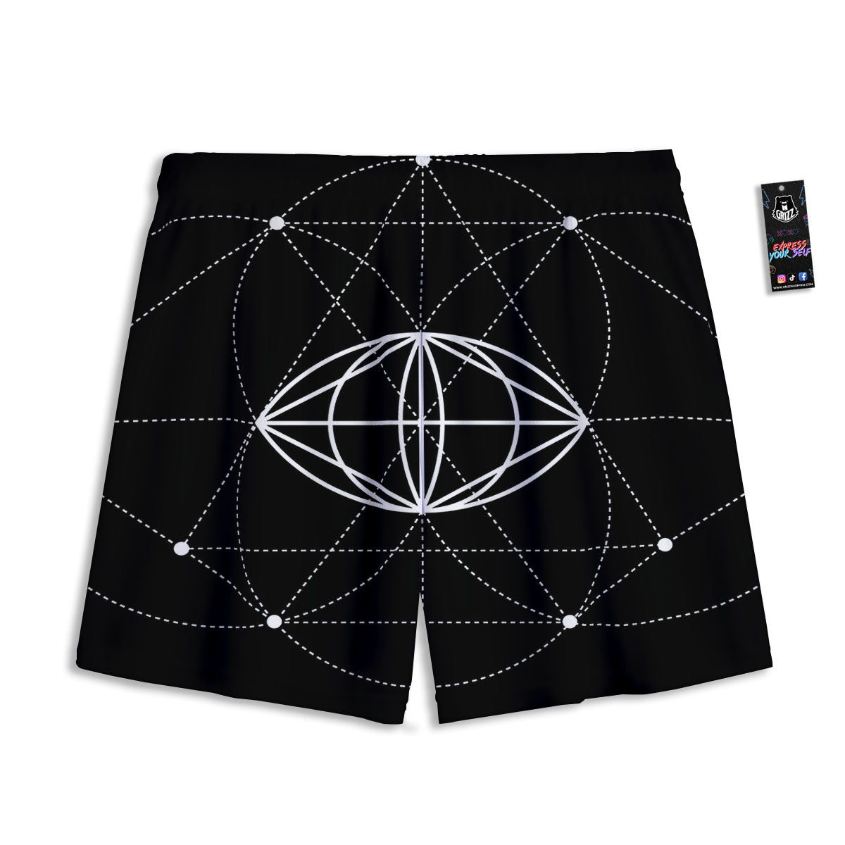 Eye Of Providence Geometric Print Mesh Shorts