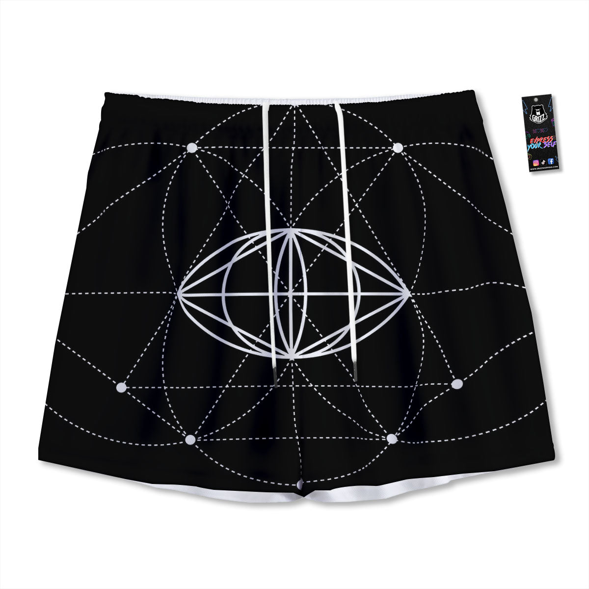 Eye Of Providence Geometric Print Mesh Shorts