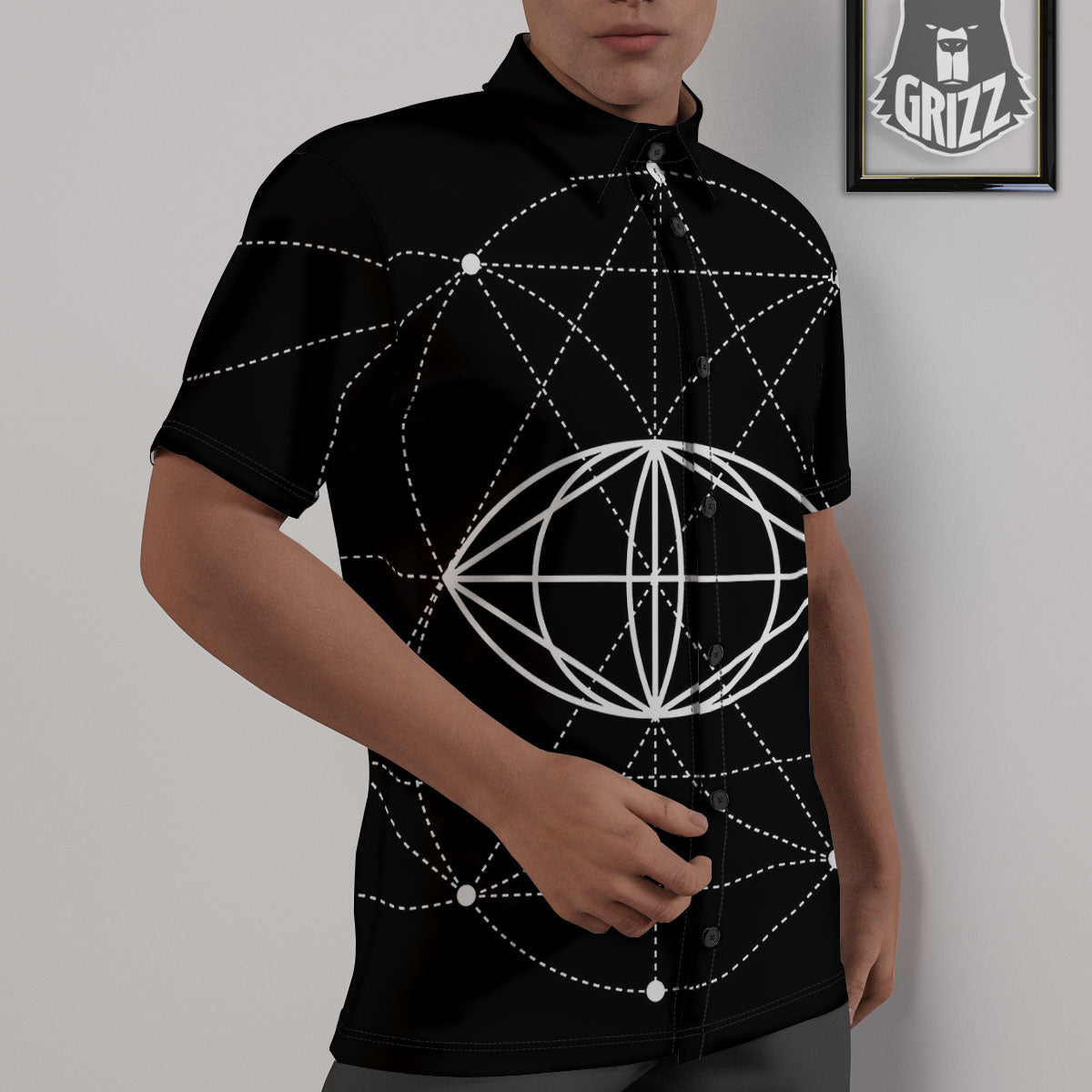 Eye Of Providence Geometric Print Untucked Shirts-grizzshop