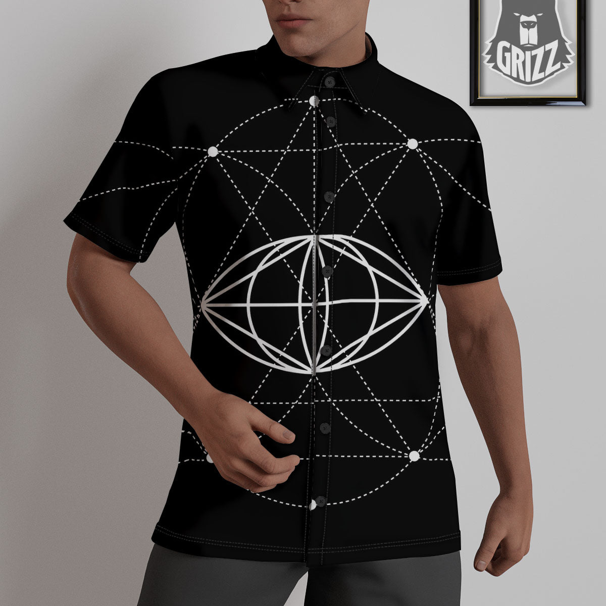 Eye Of Providence Geometric Print Untucked Shirts-grizzshop