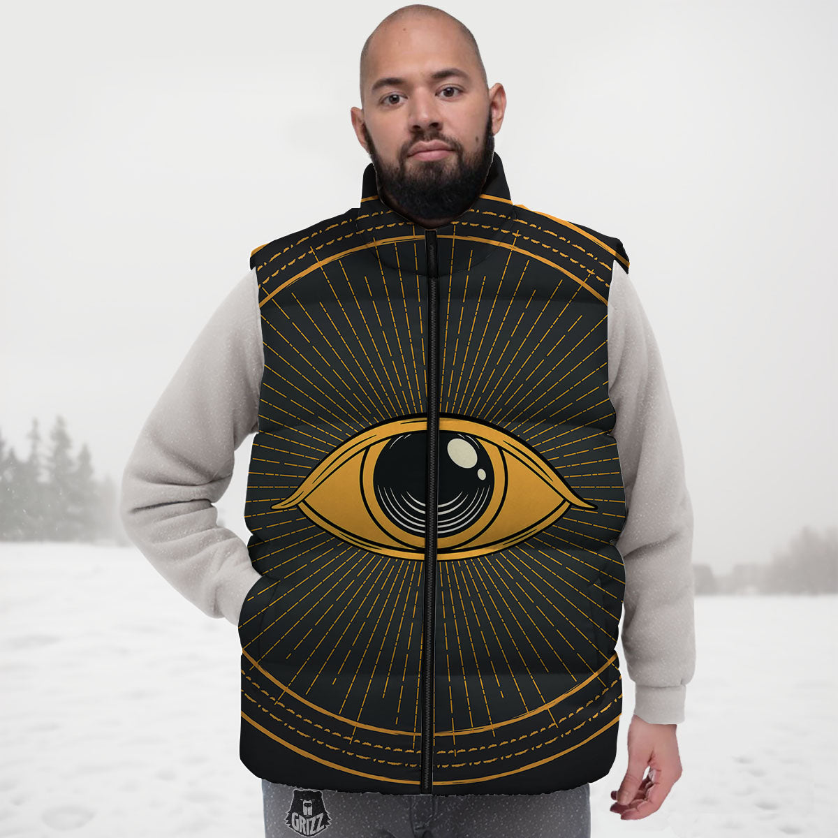 Eye Of Providence Illuminati Print Down Vest