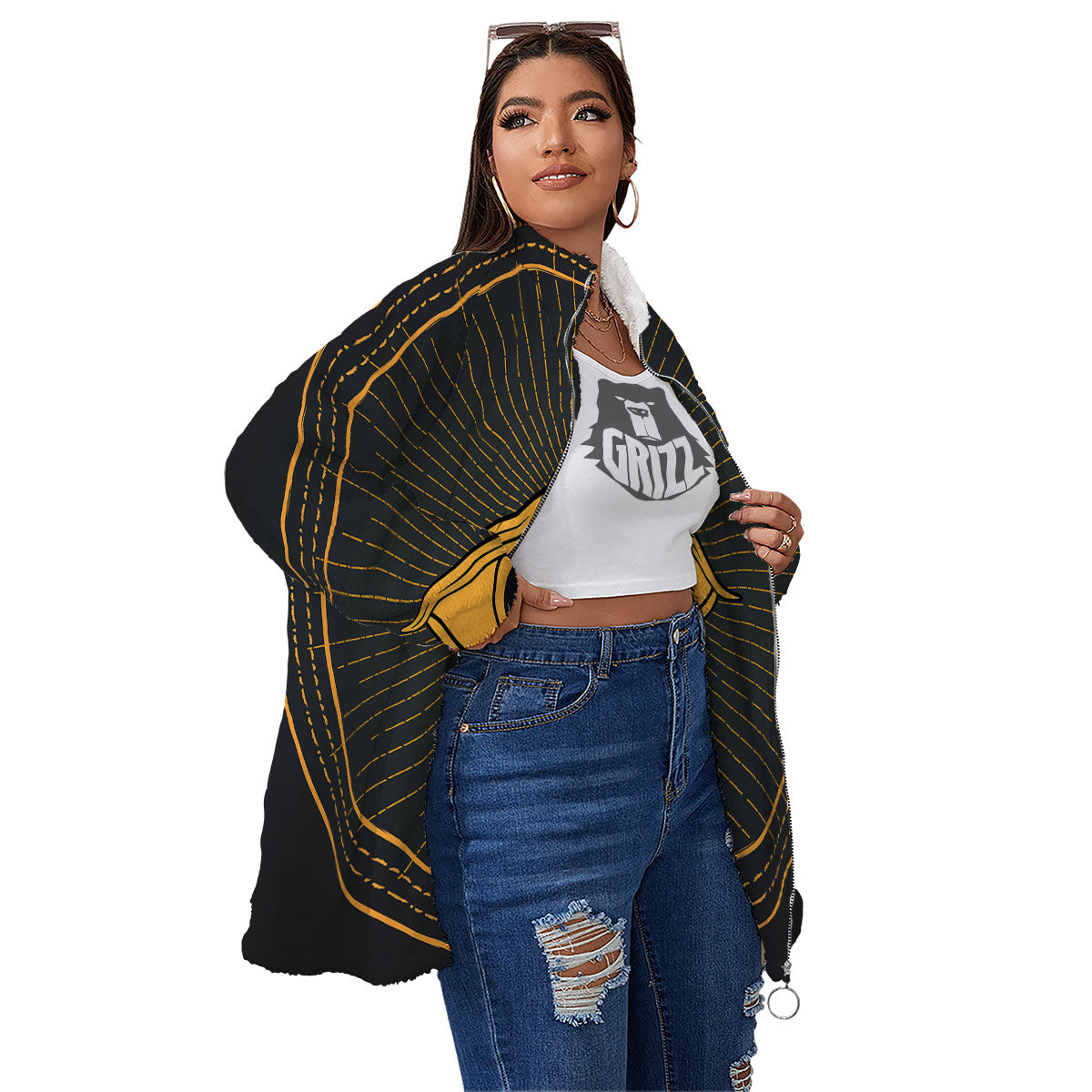 Eye Of Providence Illuminati Print Women's Sherpa Jacket-grizzshop