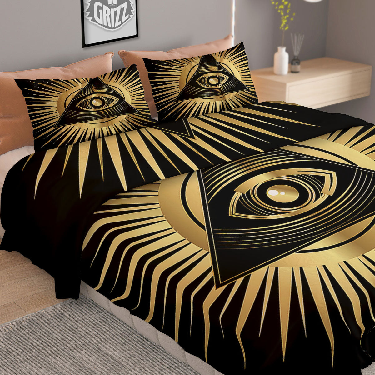 Eye Of Providence Symbol Illuminati Print Duvet Cover Bedding Set