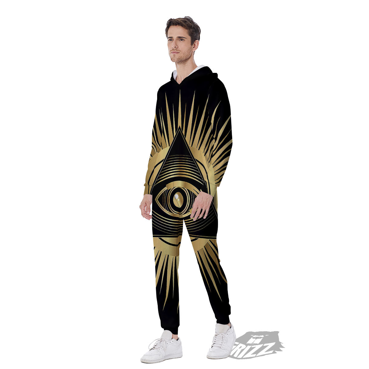Eye Of Providence Symbol Illuminati Print Men's Jumpsuit-grizzshop