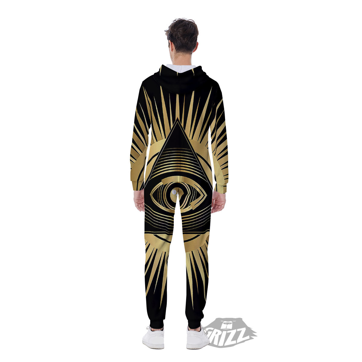 Eye Of Providence Symbol Illuminati Print Men's Jumpsuit-grizzshop