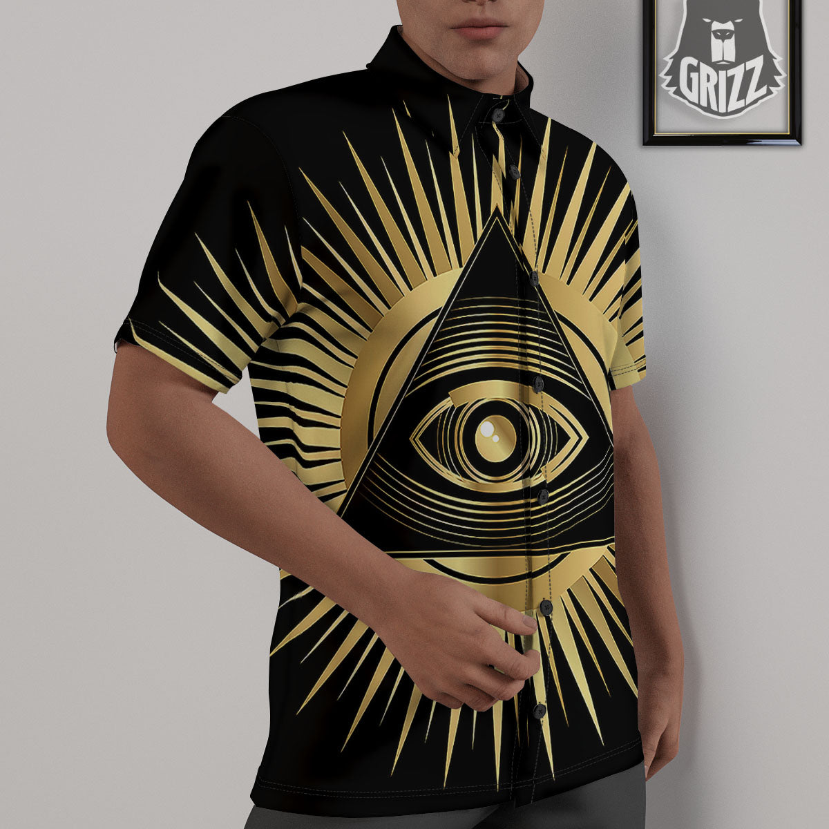 Eye Of Providence Symbol Illuminati Print Untucked Shirts-grizzshop