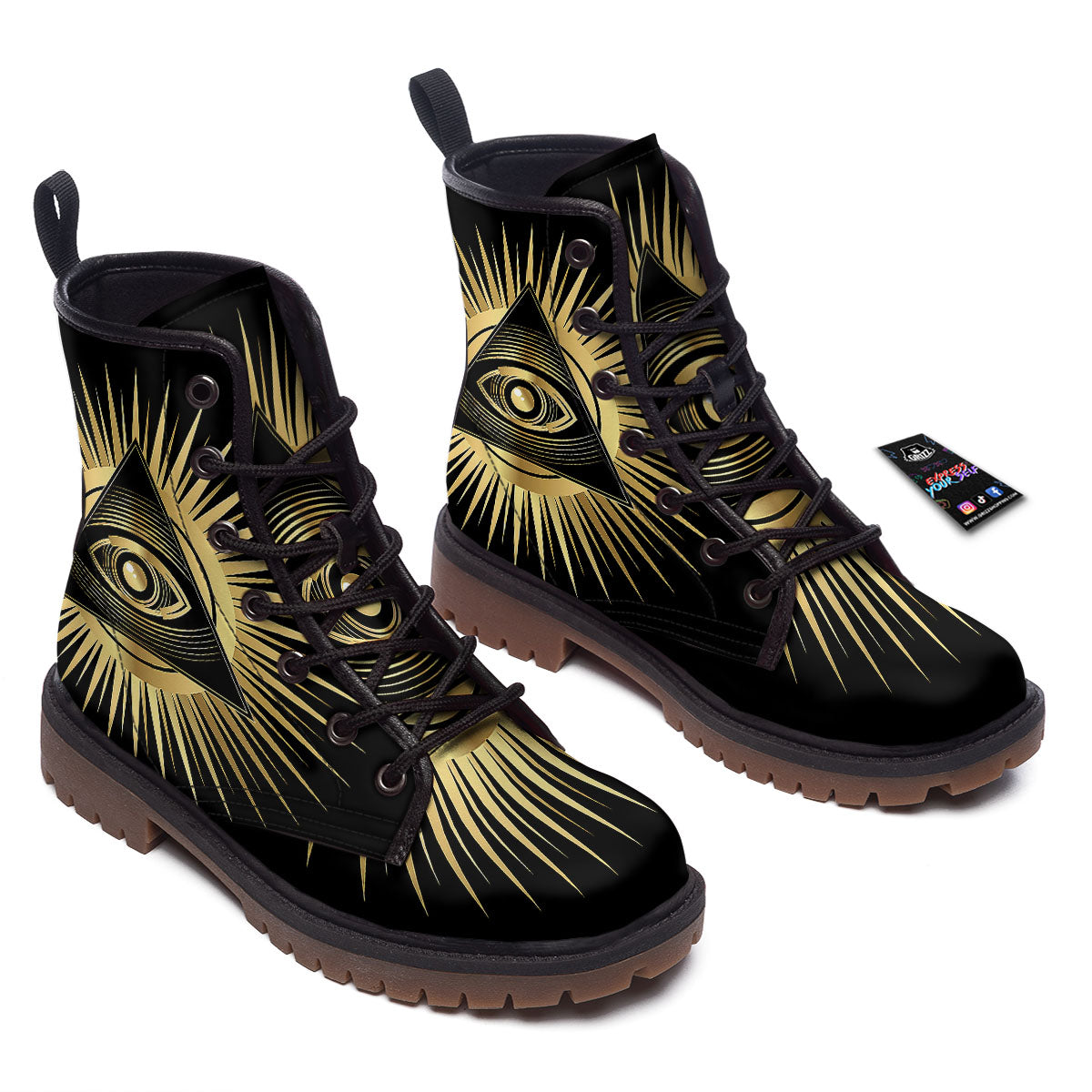 Eye Of Providence Symbol Illuminati Print Work Boots-grizzshop